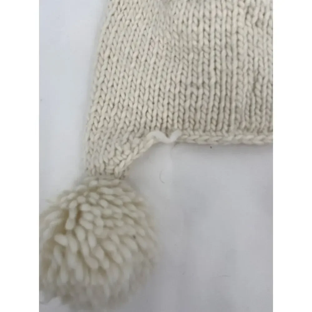 Mud Pie Toddler Knit Winter Hat Grey Fox Size 2t-5t Pom Pom Ear Flaps